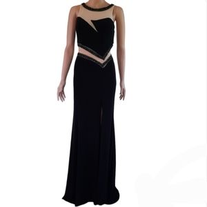 Rachel Allan Black Women's Long Evening Prom Dress Beaded Accent Details Size 4
